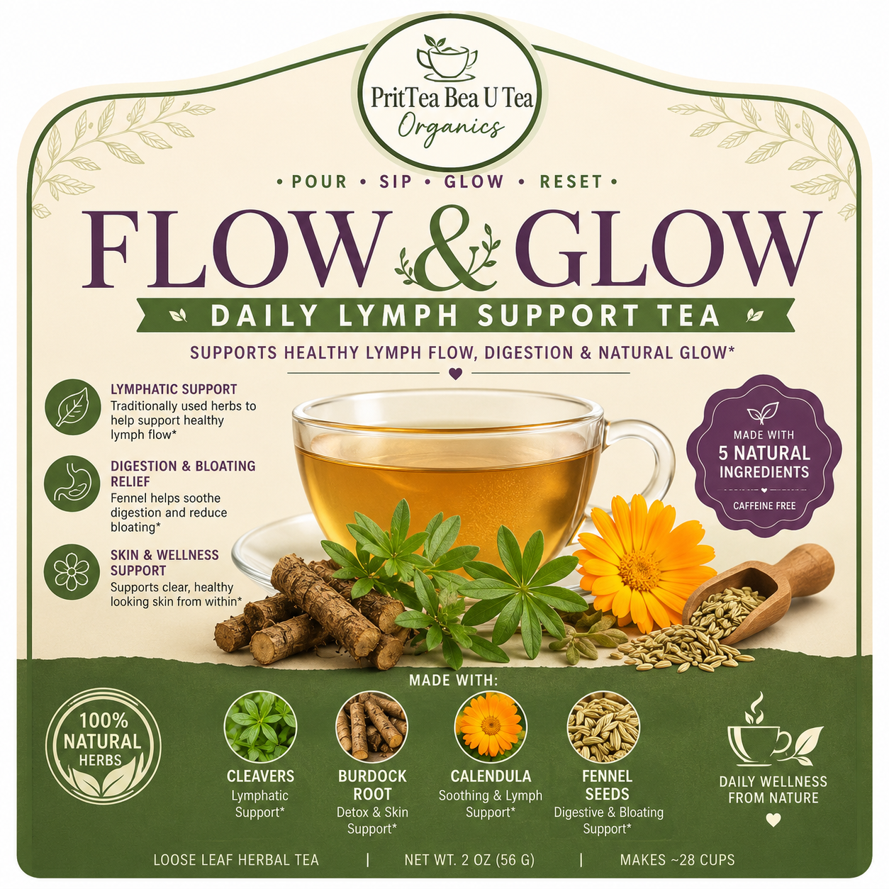Flow & Glow Daily Lymphatic Support Tea